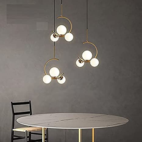 Image of Wall Lamp Chandelier Pendant Light, Home Decor for Bedroom, Living Room, Hallway, Cafe, Hotel, Restaurant (3 Moon Hanging LAMP with LED Bulb Pack of 1)