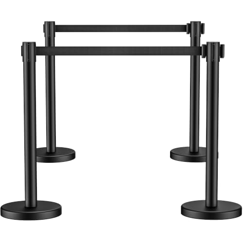Image of CAMMOO 4 Pack Crowd Control Stanchions, 8.2ft Retractable Belt, 11 Lbs Base