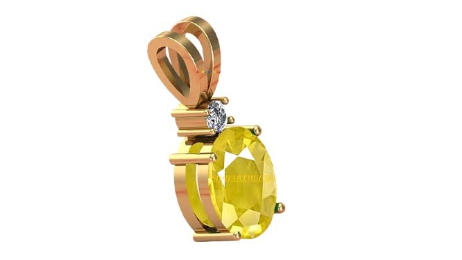 5.00 Ratti Natural Yellow Sapphire Pendant/Locket Pukhraj Stone Original AAA+ Quality Gemstone Gold Plated Pendant for Men and Women-image-30