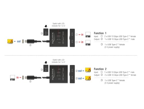 DeLock Commutateur USB C 2 ports - vue 4