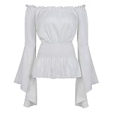 TIMICHAN Damen Gothic Renaissance Bluse Langarm Schulterfrei Mittelalter Viktorianisches Kostüm Hemd Boho Tops Cosplay Kostüme Weihnachten Pullover Sweatshirt Top