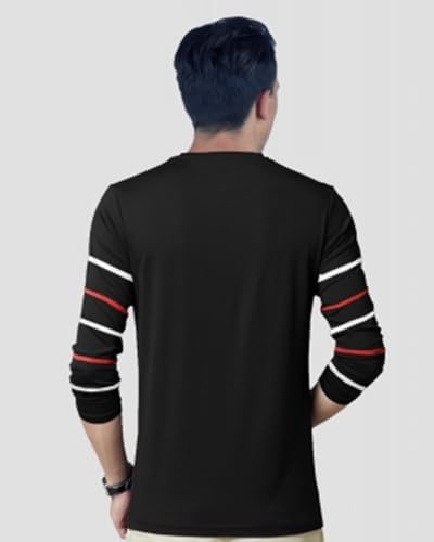 Image of Noble Monk Men Full Sleeve Round Neck T-Shirt | Printed Sleeves |Regular fit Tshirt for Men