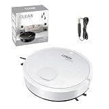 Intelligenter Kehrroboter mit Selbstaufladefunktion Wischroboter für Tierhaare Staubsauger auf sämtlichen Bodenbelägen automatischer Reinigungshelfer mit sensorgesteuerter (White, 28×25.5cm)