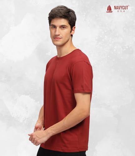 Image of Men T Shirt Cotton Round Neck | Solid Cotton Tee Half Sleeve | Breathable Casual T Shirt for Men | Stylish Round Neck Casual Wear | 12 Colors