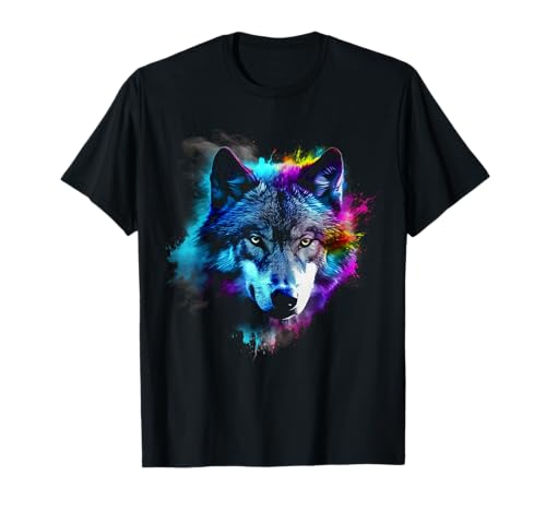 Wolf Kunst Bunt - Tier Motiv Kunstwerk Wolf T-Shirt