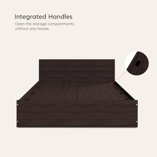 Image of Interio by Godrej EWA Engineered Wood Bed with Box Storage (Queen), 1-Year Warranty, Wenge, Particle Board