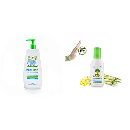Image of Mamaearth Gentle Cleansing Natural Baby Shampoo (400 Ml) And Mamaearth Anti Mosquito Fabric Roll On 8Ml. Deet Free. Protects From Dengue, Malaria & Chikungunya (