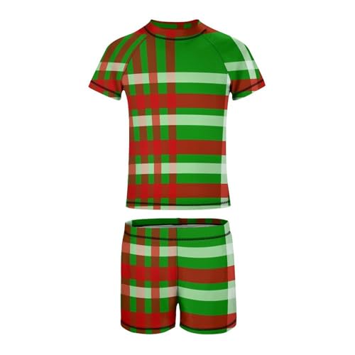 Christmas GridChildren's Swimsuits Boys Two Piece Suit10-12Y（150cm）2
