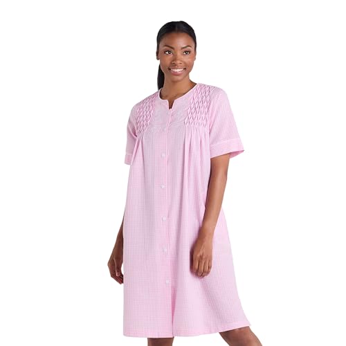 Miss Elaine Women's Short Seersucker Robe, Snap Front and Short Sleeves, Two Front Pockets, Sleepwear and Loungewear