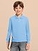 Haloumoning Boys Long Sleeve Pique Polo Shirts Kids School Uniform Shirt 5-14 Years Sky Blue