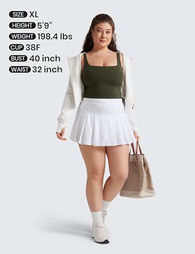 Image of CRZ YOGA Butterluxe Square Neck Crop Tank Top | Light Support, Removable Pads, Yoga, Extremely Soft, Wide Straps, Longline Sports Bras for Women