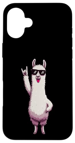 Cool Llama Tongue Out Rock Sign �A�j�}���O���t�B�b�N�T���O���X �X�}�z�P�[�X iPhone 16 Plus �p