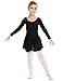 Arshiner Girls Kids Classic Long Sleeve Leotard Dance Ballet Tutu Dress,Black,130(Age for 5-6Y)