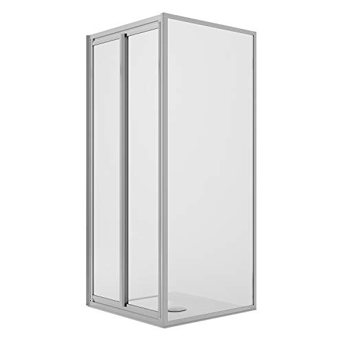 Idralite Box Doccia Angolare 75x75CM H185 Cristallo Trasparente Fisso+Saloon 2 Ante Battente 75 MOD. Clint