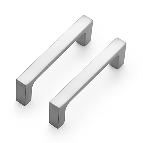 Ravinte Solid 3 inch Square Cabinet Handles, Brushed Nickel