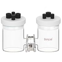 stonylab H-Typ Elektrolysezellen, Borosilikat Elektrochemische Zelle mit Doppelter Austauschbarer Ionenaustauschmembran Elektrolysezelle, Versiegelte Elektrochemische Zellen mit PTFE-Deckeln, 100 ml