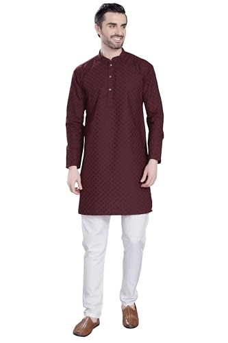 Image of DIVISIVE Men's Thread Embroidered Cotton Only Slim Fit Kurta