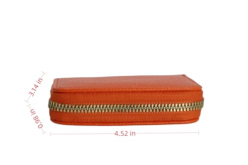Credit card holder small wallet, accordion style change card bag, card storage box, 4.52 x 3.14 inches, orange3