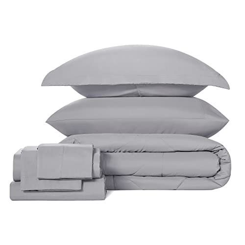 Cozylux Twin Bed In A Bag Comforter Sets With Comforter And Sheets 5-Pieces For Girls And Boys Light Grey All Season Bedding Sets With Comforter, Pillow Sham, Flat Sheet, Fitted Sheet And Pillowcase #TOP7