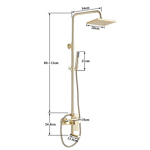 Sistema de ducha de oro cepillado de pared con monomando y rociador de lluvia 3
