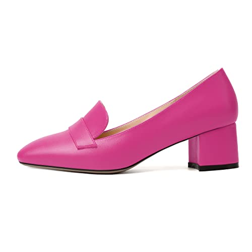Image of MODENCOCO Womens Square Toe Slip On Comfortable Casual Matte Work Chunky Low Heel Loafers Shoes 2 Inch