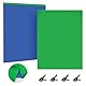 SEDGEWIN 2 in 1 Greenscreen Blauer Bildschirm Fotohintergrund Doppelseitiger Chromakey 1.5x2M Fotografie Screen Hintergrund Faltbarer Backdrop mit 4 Klammern für Video Fotostudio Live Streaming