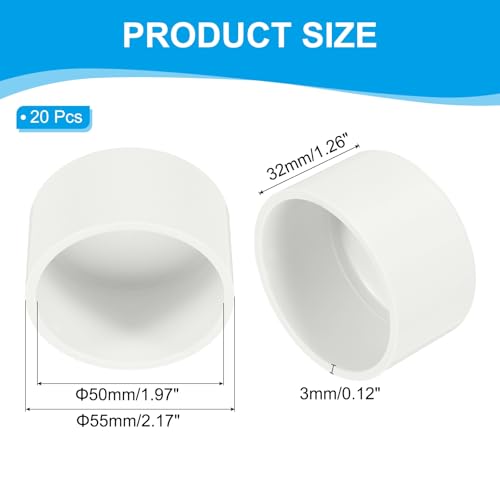 PATIKIL 2" PVC Pipe End Cap Fitting, 20 Pack Furniture Grade Pipe Plug Adapter Socket Fittings for Build PVC Furniture DIY Garden Shelf Support Structure Storage, White by PATIKIL - Used condition - Image 2