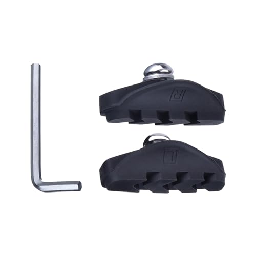 Tdoutop 3ペア ブレーキパッド 高耐久性 ゴム素材 ブレーキシュー 摩擦力向上 アルミホルダー 工具付 交換部品 軽量設計 ロードバイク マウンテンバイク 折りたたみ自転車 に適用, 1ペア