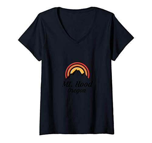 Womens mt hood oregon mountain mtn or hiking souvenir tourist gift v-neck t-shirt