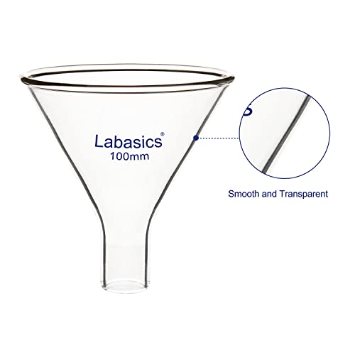 Labasics Glas Pulver Trichter, schwerer Wand Borosilikatglas kurzer Stiel Trichter mit 100 mm Spitzendurchmesser und 32 mm Stiel Durchmesser