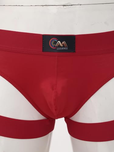 dPois Cinto masculino elástico cinto cuecas gay roupa íntima festa rave fantasia, Vermelho, G