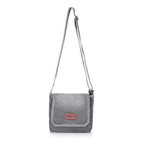 Image of ZAINTO Premium Denim Sling Bag for Women, Multipocket Crossbody, Blue Jeans Side Bag for girls (Medium Blue)