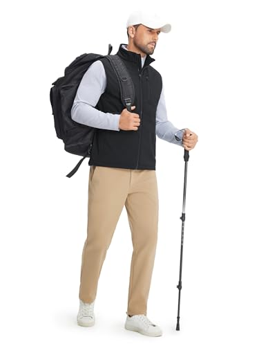 Image of M MAELREG Mens Vests Outerwear Windproof Lightweight Softshell Vests Zip Pockets Sports Sleeveless Jacket Golf Vests for Men
