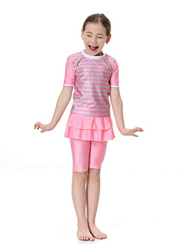 HANYIMIDOO Muslim Islamic Girls Short Sleeves Two Pieces Swimsuit2
