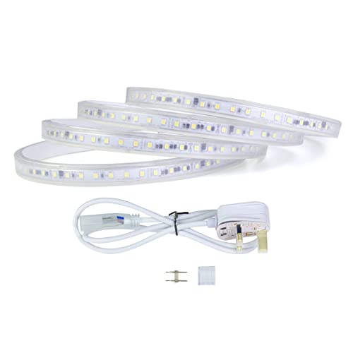G.W.S® 2M High Voltage AC 220V-240V 2835 LED Strip Light with Plug Set, Warm White 3000K, IP65 Waterproof, Cuttable Every 10CM
