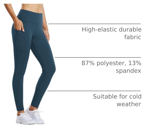 Image of baleaf Women's Fleece Lined Leggings Thermal Warm Winter Tights | 25 inch /27 inch, Water Resistant, Pockets, Running, Hiking, Yoga, Skiing, Travel, for Cold Weather, Leggings for Women