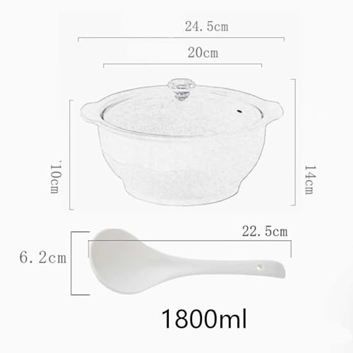 Zuppiera in ceramica con coperchio e mestolo, 1800 ml, doppi manici, ideale per intrattenimento e decorazione della casa