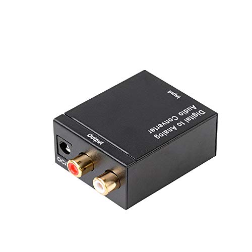 محول صوت رقمي إلى تناظري، محول ستيريو بصري SPDIF الى RCA L/R مع كابل بصري، للسينما المنزلية ومستقبلات الصوت والفيديو ومضخمات الصوت، لون أسود