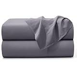 MOONLIGHT20015 Flat Sheet 100% Egyptian Cotton Grey Bed Sheets 200 Thread Count Hotel Quality 2 Pack - Breathable and Wrinkle Resistant Non Iron Top Sheet (Single)