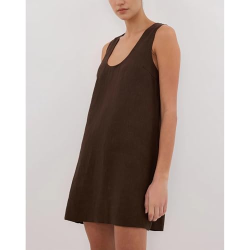 Womens Summer Sleeveless Mini Dress Babydoll Cotton Short Tank Dress Scoop Neck Beach Bubble Dresses with Pockets4