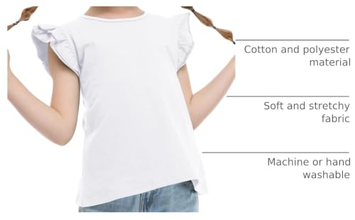 Image of Arshiner Girls Shirts Ruffle Short Sleeve Summer Cute Casual Crewneck Tops Blouse Tee