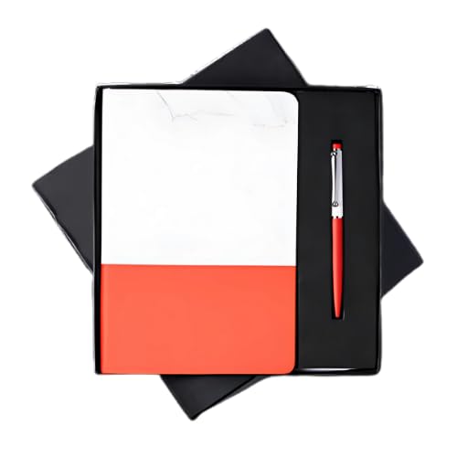 Image of 2 in 1 Personalized Diary & Pen Combo Gift Set | Custom Name Engraved Black Leather Notebook & Metal Pen | Best Gift for Office, Corporate & Personal Use (Red)