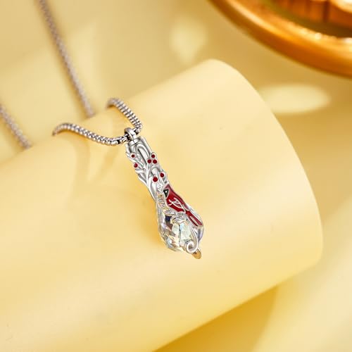 Crystal Urn Necklace for Ashes for Women Sterling Silver Heart Butterfly/Dragonfly/Carnelian Cremation Keepsake Jewelry Gift for Women3