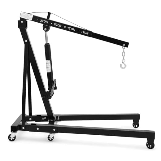 Garvee 2 Ton Engine Hoist, Hydraulic Cherry Picker Engine Crane, Black