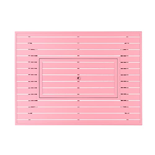 Image of Oakland Living Rectangular 48 in. x 36 in. Aluminum Propane Fire Pit Table, Glass Beads, Two Covers, Lid, 57,000 BTUs in Pink Finish