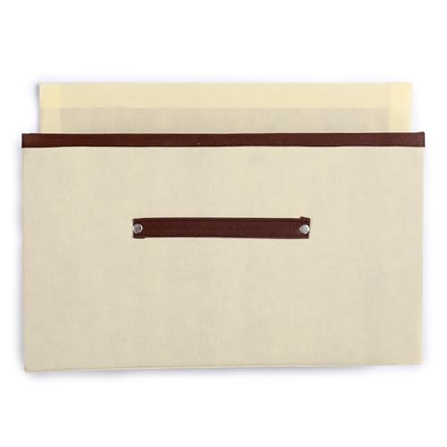 Image of Foldable Clothes Storage Box - Large Capacity Fabric Organizer for Wardrobe, Closet Under Bed | Non Woven Storage Bins Basket with Handles for Clothes, Toys (Ivory, Pack Of 1)
