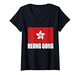 Photo Gallery donna heung gong bandiera grunge vintage souvenir hong kong maglietta con collo a v Photo Gallery donna heung gong bandiera grunge vintage souvenir hong kong maglietta con collo a v