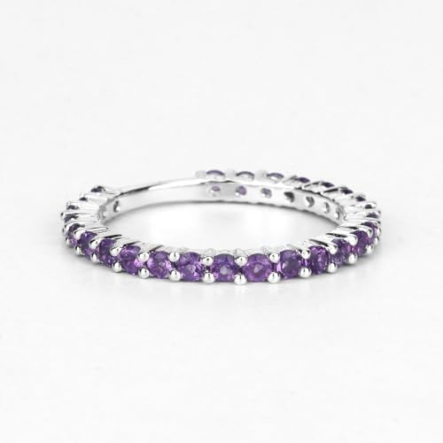 Bague d'éternité améthyste véritable le cadeau idéal en taille US 9 - 7
