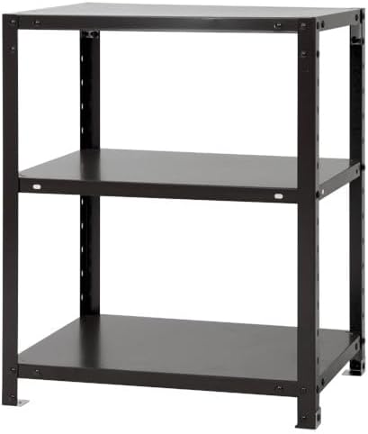 Kitajima NSTR-236 Steel Rack Smart Rack, Width 23.6 x Depth 15.7 x Height 29.5 inches (60 x 40 x 75 cm), 3 Tiers, Black, 88.4 lbs (40 kg) / Tiers