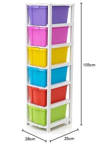 Image of TEKCOOL Plastic Drawer Organizer Self Standard Rectangular Multi Purpose Modular Drawer System Large Chest of Drawer Organizer for Home Office,Product Dimension When assembeled (6XL, Multi);'